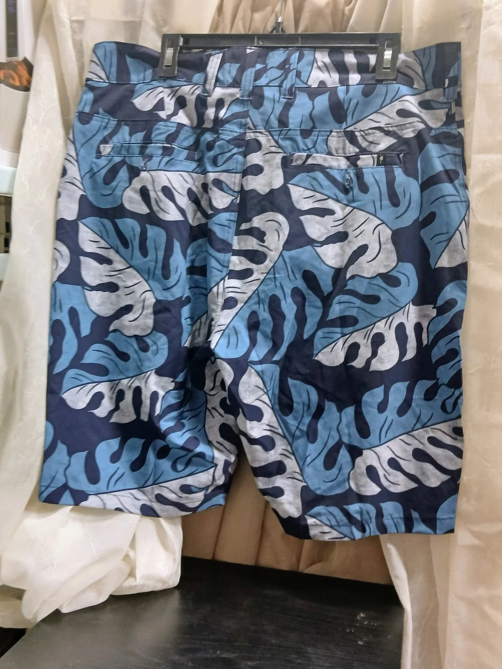 Men's Blue Leaf Print Swim Shorts